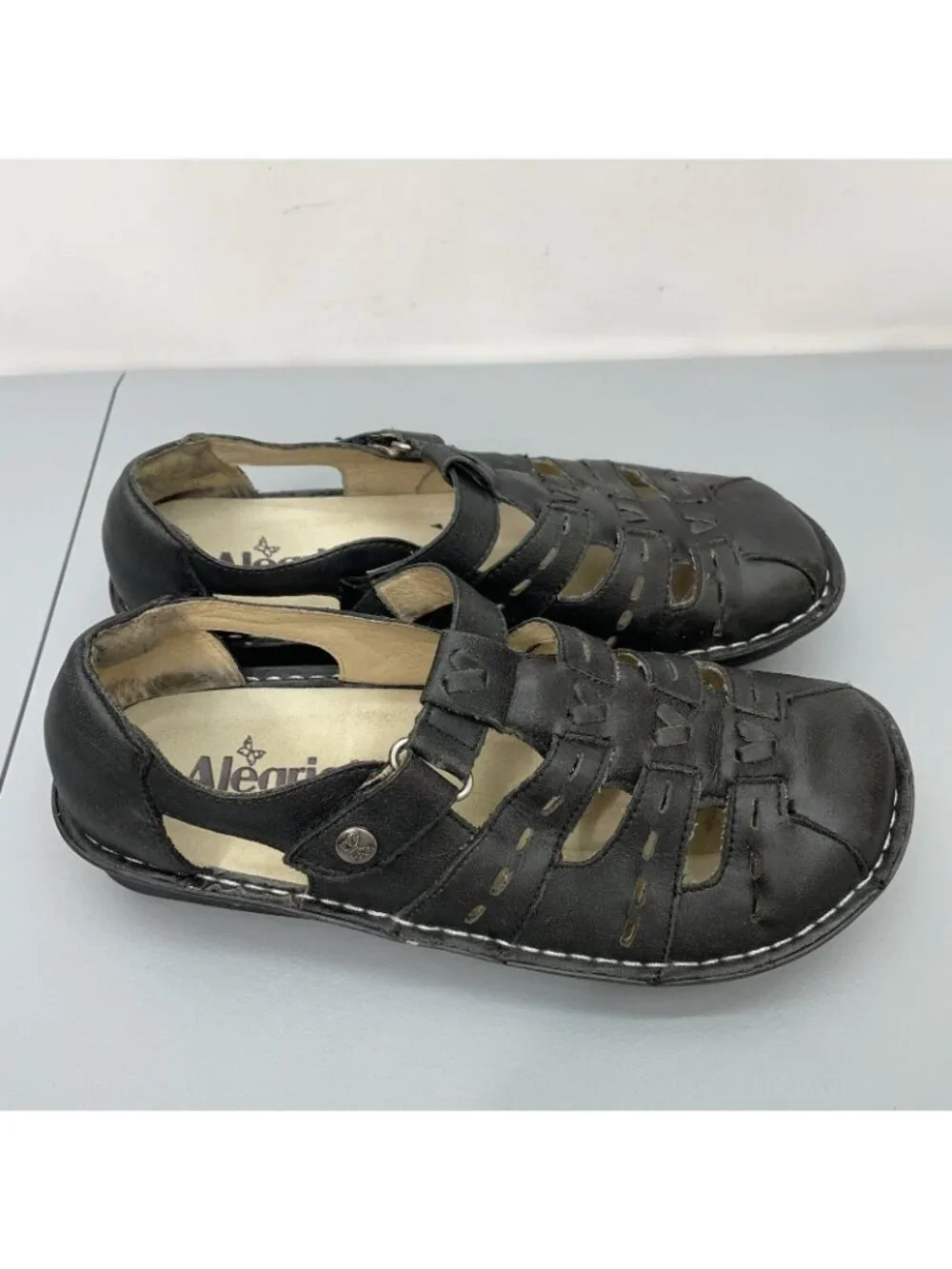 Alegria Pesca Fisherman Sandals Comfort Leather Black Womens 38 US 8.5 - Picture 2 of 12